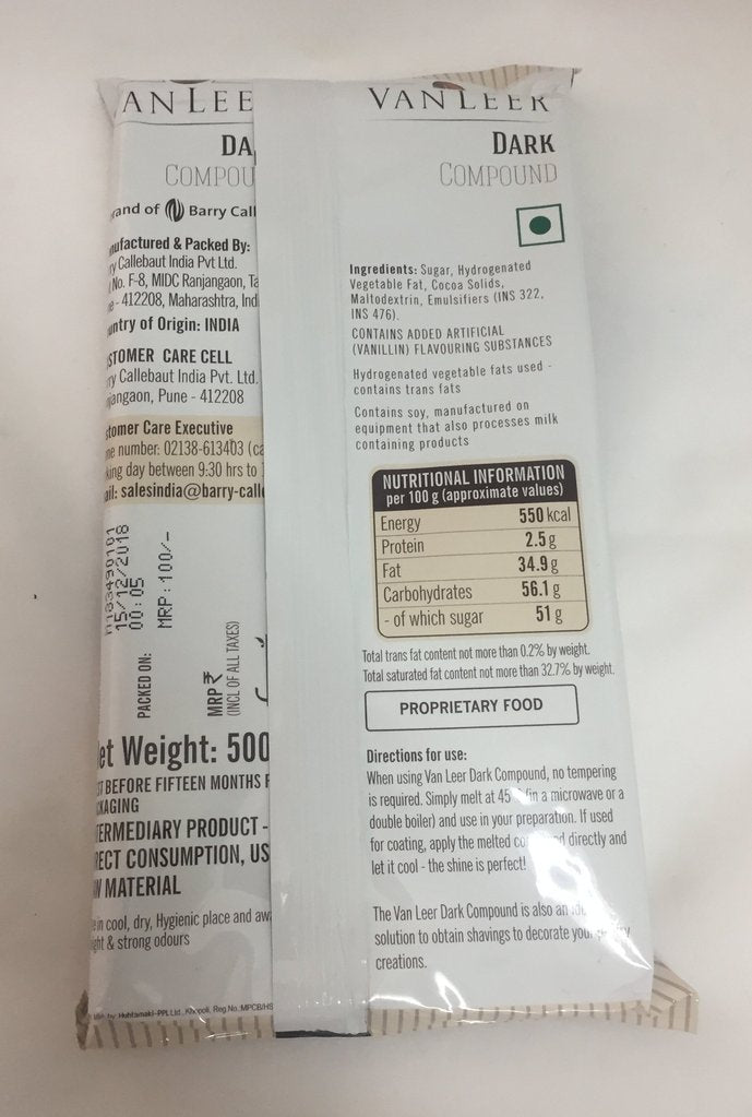 Van Leer Dark Choco Compound (500g)- 3 Kg Box